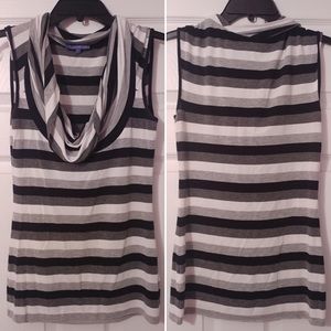 Vivienne Tam Size S Stripped Cowl Neck Blouse